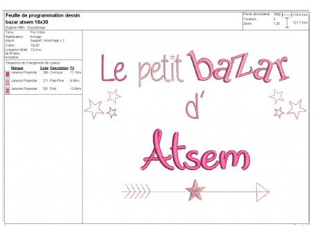 Motif de broderie texte bazar d' atsem