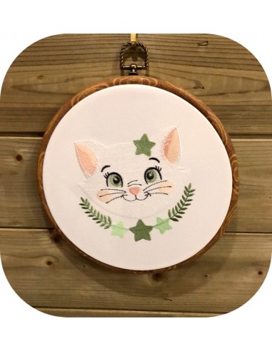 machine embroidery design  cat with stars