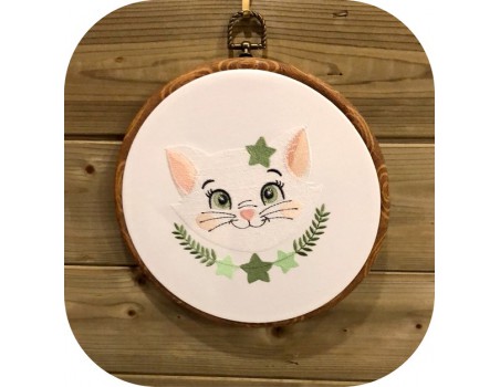 machine embroidery design  cat with stars
