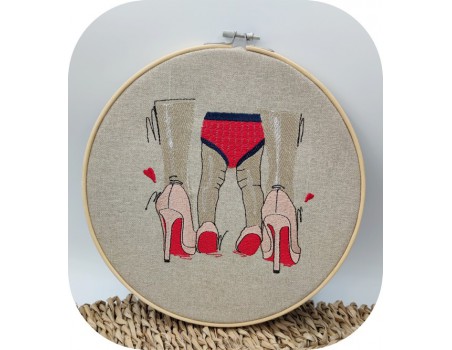 Motif de broderie machine escarpins nude