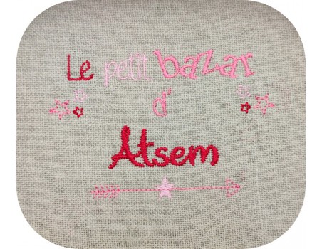machine embroidery design text  school assistant Bazaar