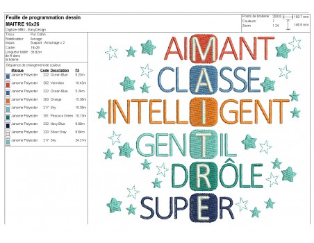 machine embroidery design   acrostic teacher