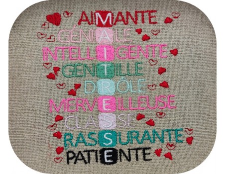 machine embroidery design   acrostic teacher