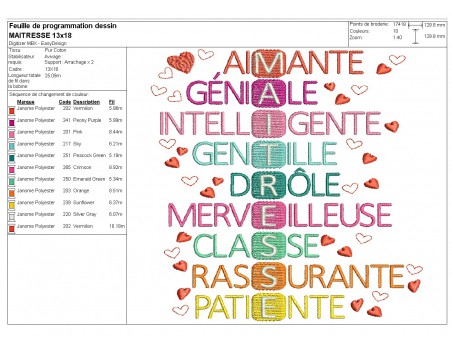 machine embroidery design   acrostic teacher