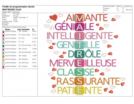 machine embroidery design   acrostic teacher