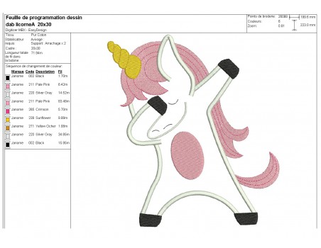 machine embroidery applique dabbin unicorn