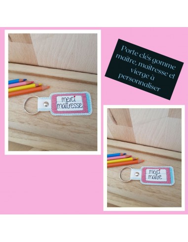 machine embroidery design customizable school eraser keychains ith