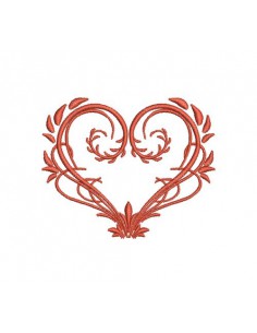 motif de broderie coeur feuillage