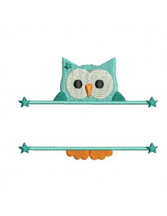 Motif de broderie machine chouette prénom garçon
