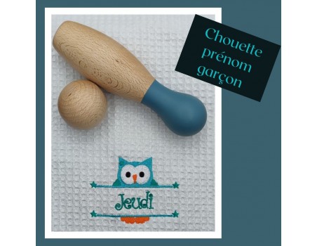 Motif de broderie machine chouette prénom garçon