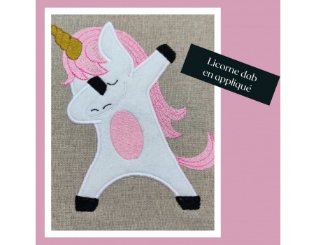 Motif de broderie machine  appliqué  dab licorne