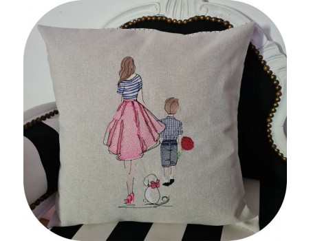 machine embroidery design  rippled mother and her son