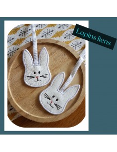 Motif de broderie machine  ITH tête de lapin en finition de liens