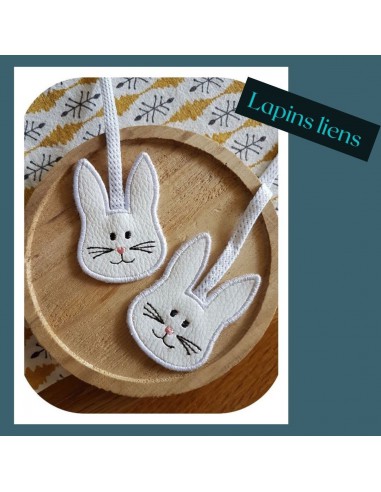 Motif de broderie machine  ITH tête de lapin en finition de liens