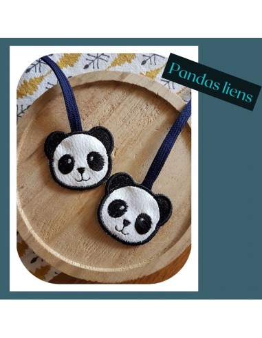 Motif de broderie machine  ITH tête de panda en finition de liens