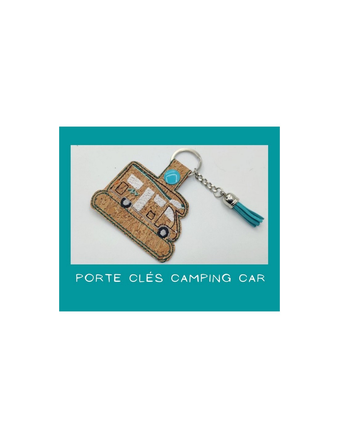 motif de broderie porte clés appliqué en forme de camping car ITH