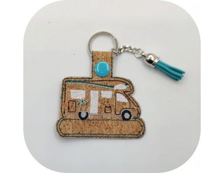 machine embroidery ith  motorhome keychain