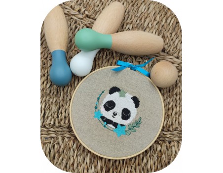 machine embroidery design sleeping panda with stars