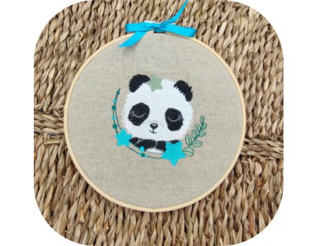 machine embroidery design sleeping panda with stars