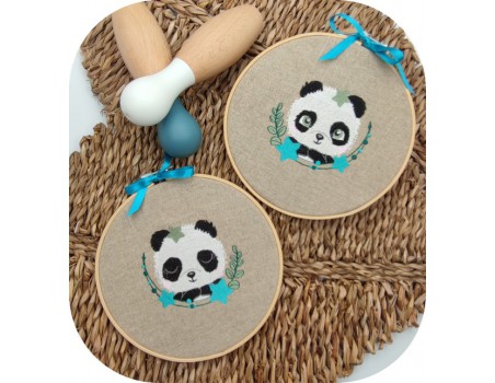 machine embroidery design sleeping panda with stars