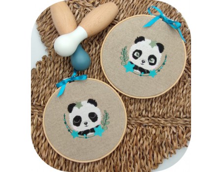 machine embroidery design panda with stars