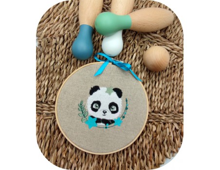 machine embroidery design  panda with stars