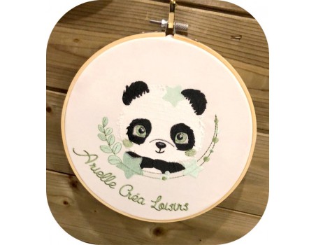 machine embroidery design  panda with stars