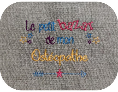 Motif de broderie texte bazar de mon ostéopathe