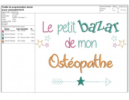 machine embroidery design text osteopath Bazaar