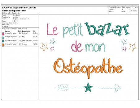 machine embroidery design text osteopath Bazaar