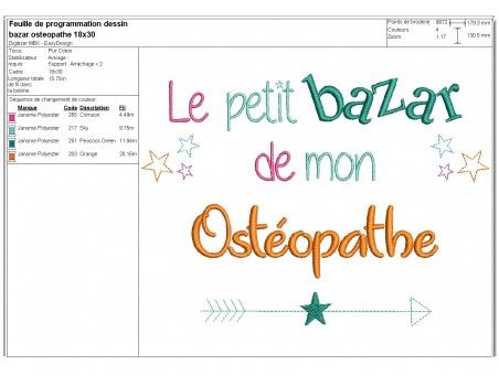 machine embroidery design text osteopath Bazaar