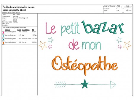 machine embroidery design text osteopath Bazaar