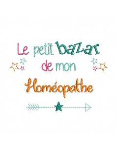 Motif de broderie texte bazar de mon homéopathe
