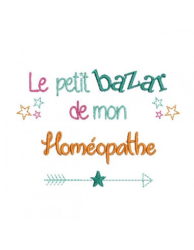 Motif de broderie texte bazar de mon homéopathe