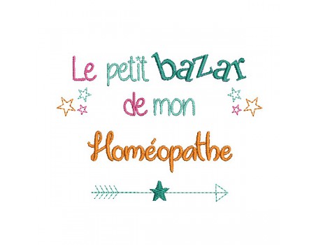 Motif de broderie texte bazar de mon homéopathe