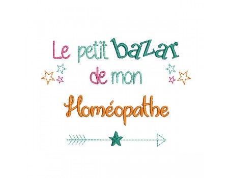 machine embroidery design text homeopath Bazaar