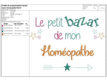 machine embroidery design text homeopath Bazaar