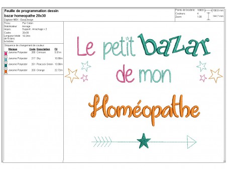 machine embroidery design text homeopath Bazaar