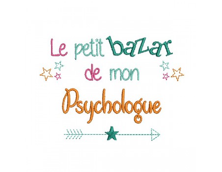 Motif de broderie texte bazar de mon psychologue