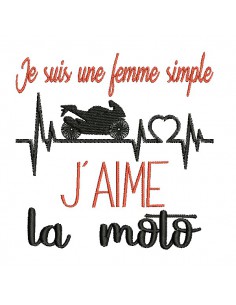 Motif de broderie texte électrocardiogramme moto