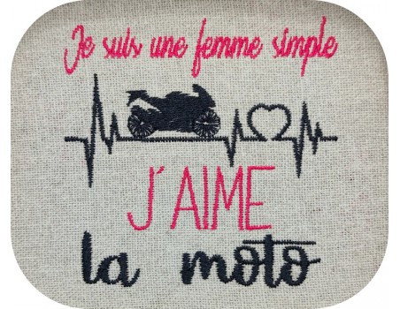 Motif de broderie texte électrocardiogramme moto