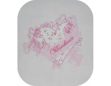 motif de broderie coeur appliqué bandeau