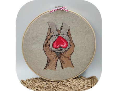 machine embroidery design love hands heart dad