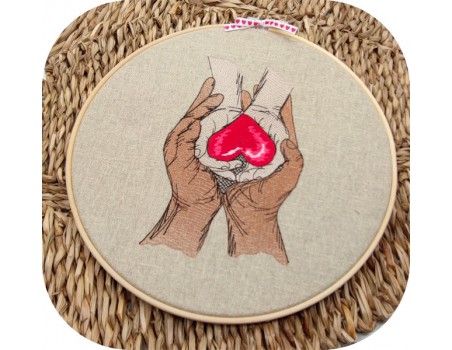 machine embroidery design love hands heart dad
