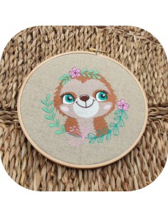 Motif de broderie machine paresseux fleurs