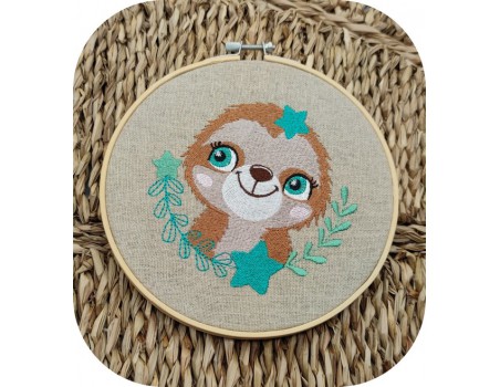 machine embroidery design  sloth with  stars