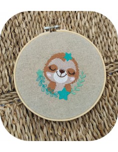 Motif de broderie machine paresseux étoiles endormi