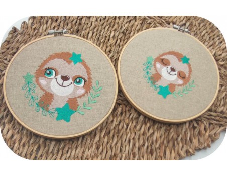 machine embroidery design  sloth with  stars