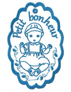 Etiquette poupée Petit Bonheur 10x10cm