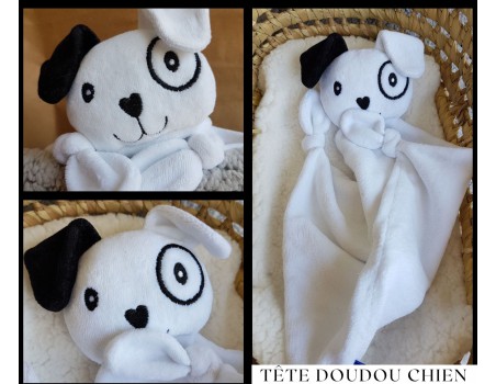 Motif de broderie machine  tête doudou de chien ITH